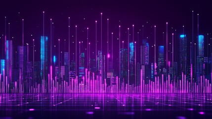 Poster - Abstract City Backdrop Showcasing Evolution of Neon Technology and Design