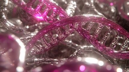 Poster - abstract collage of dna strands interspersed with reflective surfaces