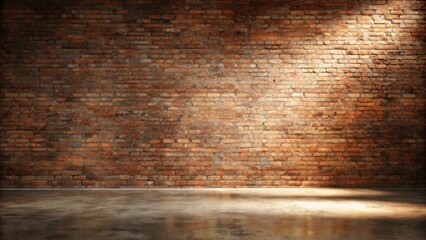 Poster - Illuminated Rustic Brick Wall and Concrete Floor Background