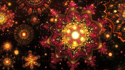 Poster - Colorful Abstract Digital Tapestry with Intricate Patterns and Vibrant Designs