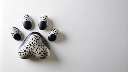 Poster - stylized paw print with abstract spots on white background