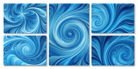 Aufkleber - Abstract Blue Swirl Canvas Triptych Modern Home Decor Art
