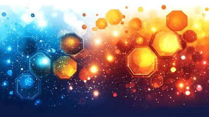 Poster - Abstract Background with Colorful Geometric Shapes and Sparkling Threads
