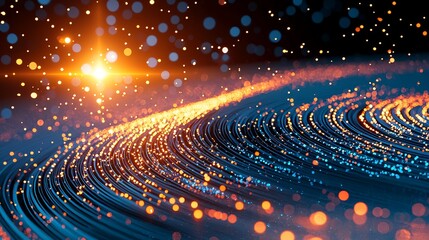 Poster - Abstract Vision of Data Paths Illuminating with Colorful Light and Sparkles