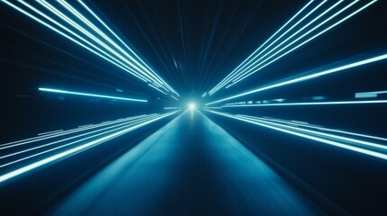 Poster - Abstract Vision of Data Pathways Illuminating the Void with Bright Light