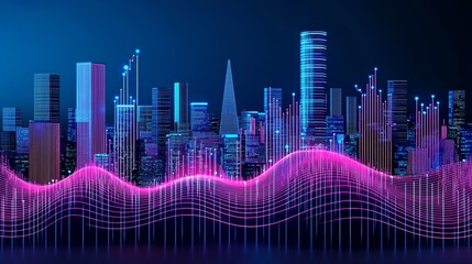 Poster - Abstract Visuals Showcasing Transformative City Skyline in Neon Colors