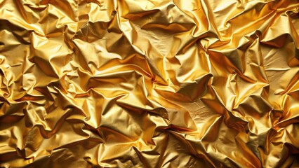 Aufkleber - Luxurious Golden Fabric Draped in Elegant Folds and Soft Shimmers