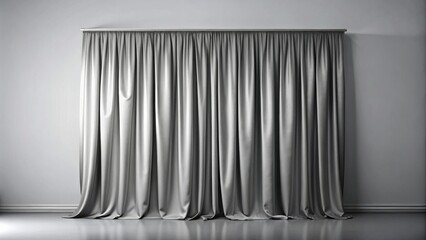Poster - Full-length grey curtain backdrop against a neutral wall in a minimalist room