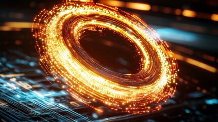 Poster - Conceptual Digital Galaxy Artwork with Vibrant Light Effects and Statistics