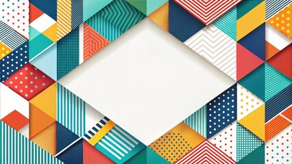Poster - Vibrant Geometric Pattern Design with Central Blank Space for Text or Image