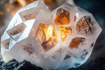 Poster - A close-up shot of a rock with ice cubes placed on top