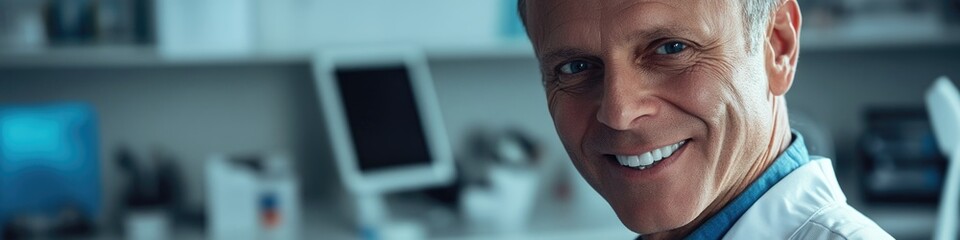 Aufkleber - Close-up shot of a lab technician wearing a lab coat, possibly working on an experiment or analyzing samples