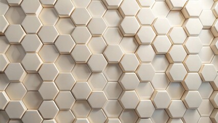 Aufkleber - Abstract Background of Three-Dimensional Hexagonal Shapes in Cream Color