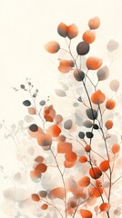Poster - Lush branches adorned with vivid orange and soft gray leaves create an enchanting display, embodying the calming essence of early autumn foliage against a pale backdrop