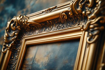 Poster - A golden picture frame holds a beautiful oil painting