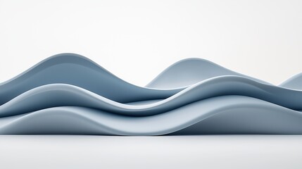 Poster - Soft Blue Waves in Flowing Patterns for Minimalist Background Design
