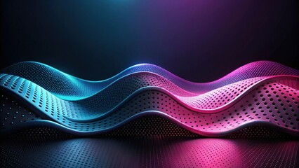 Fototapete - Abstract Neon Wave Pattern with Perforated Metal Texture
