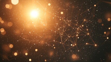Poster - Futuristic Data Streams Flowing Across a Cosmic Background of Stars