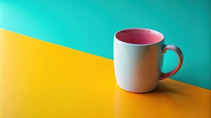 Poster - A pastel-colored mug sits on a vibrant two-toned surface