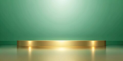 Poster - Elegant Gold Podium on a Green Background, Ideal for Product Display or Presentation