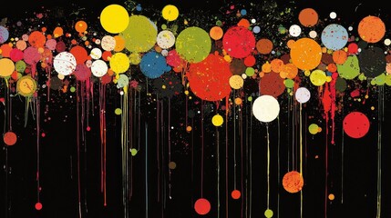 Poster - Colorful Abstract Graphic Weaving Imaginative Dots and Lines Together
