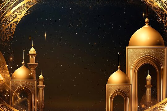 Golden Eid Mubarak frame design