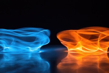 Poster - A pair of colorful smoke puffs sitting on a surface, potentially used as a decorative element or visual prop