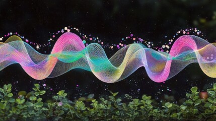 Poster - Luminous Digital Waves Underscoring Complex Sci-Fi Patterns in 3D