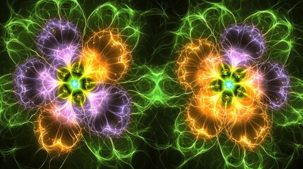 Poster - Pulsating Abstract Network Design with Vibrant Colorful Shapes and Patterns