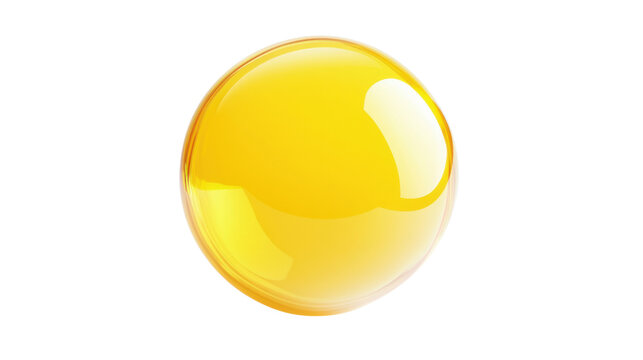 Glossy yellow sphere rotating on transparent background