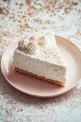 Poster - A slice of cake on a pink plate, ready to be served