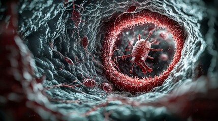 Poster - Detailed examination of taenia saginata in human intestine medical research scientific environment microscopic viewpoint