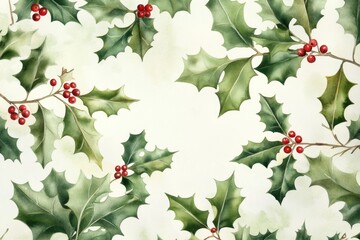 Poster - A close-up shot of holly leaves adorned with bright red berries