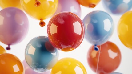 Aufkleber - A group of colorful balloons are drifting through the air, creating a whimsical and playful atmosphere