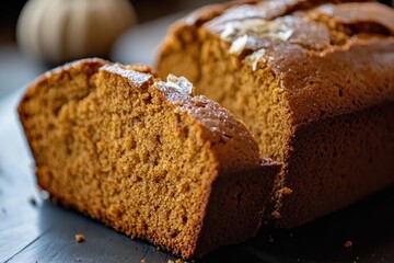 Poster - A loaf of bread sits alone on a table, perfect for use in food or kitchen settings
