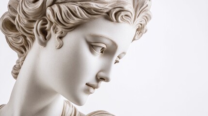 Poster - Close up shot of a statue of a woman, ideal for decorative or historical purposes