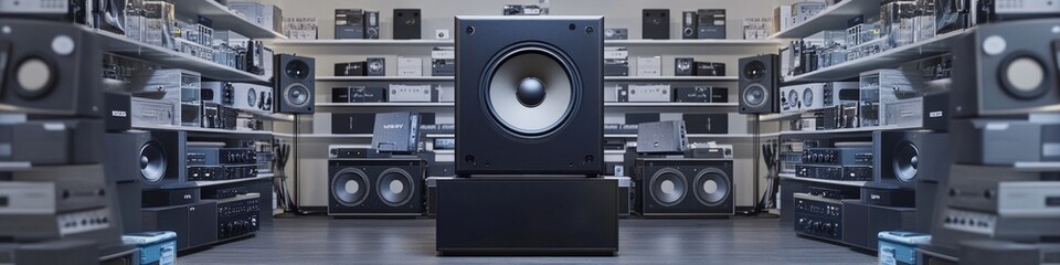Poster - A room filled with various speaker types