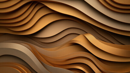 Aufkleber - Elegant metallic wavy lines create subtle reflective surface, showcasing blend of warm tones. This design evokes sense of sophistication and modernity