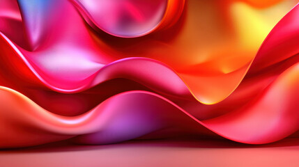Poster - Fluid wavy shapes in vibrant colors create dynamic and organic visual experience. interplay of light and texture adds depth and interest to composition