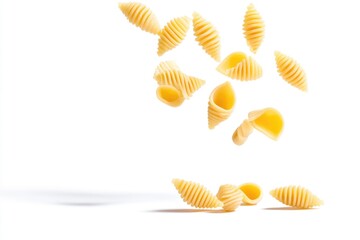 Poster - A group of pasta shapes falling through the air, great for food or design concepts