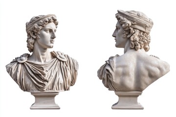 Aufkleber - Two ancient busts sit side by side, showcasing ancient cultures and civilizations