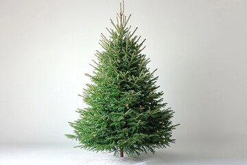 Poster - A tiny Christmas tree sits on a white table, perfect for a holiday centerpiece or decoration