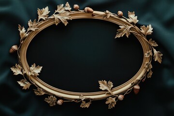 Sticker - A decorative frame made of gold surrounded by natural elements like acorns and leaves