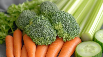 Sticker - A basket filled with fresh carrots, celery, and cucumbers