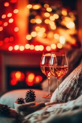 Poster - A glass of wine sits atop a table with a simple, elegant setting