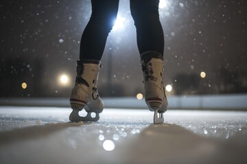 Sticker - Snowy landscape, skates isolated, winter scene