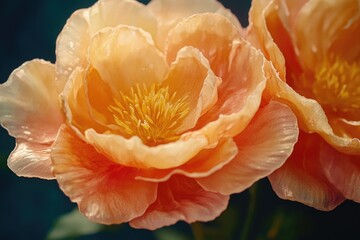 Poster - Close-up view of two orange flowers in a decorative vase
