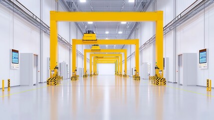 Poster - Automated Port Operations, robotic arms efficiently moving shipping containers, digital displays indicating weight and destinations, streamlined environment enhancing productivity and precision