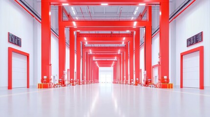 Poster - Automated Port Operations, advanced robotic arms efficiently handling containers, digital displays showing weights and destinations in a streamlined, minimalist environment.