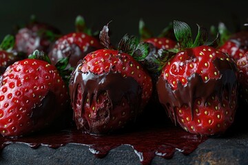 Poster - Fresh strawberries smothered in rich chocolate, perfect for snacking or dessert